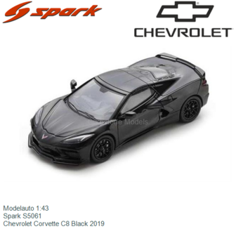 Modelauto 1:43 | Spark S5061 | Chevrolet Corvette C8 Black 2019