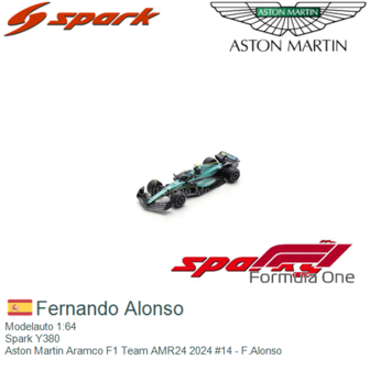 Modelauto 1:64 | Spark Y380 | Aston Martin Aramco F1 Team AMR24 2024 #14 - F.Alonso