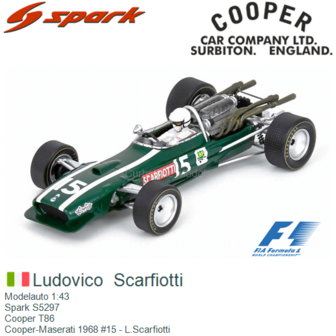 Modelauto 1:43 | Spark S5297 | Cooper T86 | Cooper-Maserati 1968 #15 - L.Scarfiotti