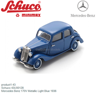 product1:43 | Schuco 43U00128 | Mercedes Benz 170V Metallic Light Blue 1936