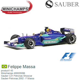 product1:43 | Minichamps 400020098 | Sauber C21 Petronas Showcar | Sauber-Petronas 2002 - F.Massa