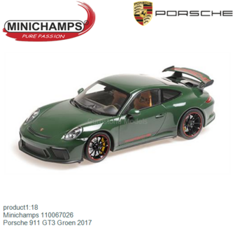 product1:18 | Minichamps 110067026 | Porsche 911 GT3 Groen 2017