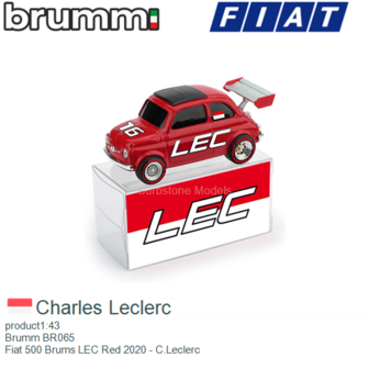 product1:43 | Brumm BR065 | Fiat 500 Brums LEC Red 2020 - C.Leclerc