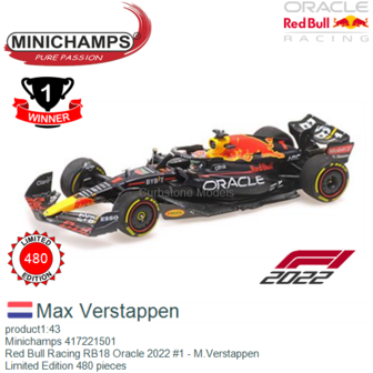 product1:43 | Minichamps 417221501 | Red Bull Racing RB18 Oracle 2022 #1 - M.Verstappen