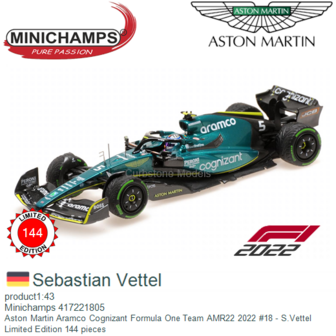 product1:43 | Minichamps 417221805 | Aston Martin Aramco Cognizant Formula One Team AMR22 2022 #18 - S.Vettel