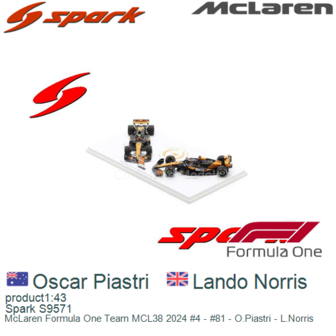 product1:43 | Spark S9571 | McLaren Formula One Team MCL38 2024 #4 - #81 - O.Piastri - L.Norris