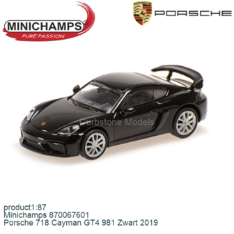 product1:87 | Minichamps 870067601 | Porsche 718 Cayman GT4 981 Zwart 2019