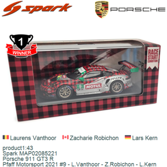 product1:43 | Spark MAP02085221 | Porsche 911 GT3 R | Pfaff Motorsport 2021 #9 - L.Vanthoor - Z.Robichon - L.Kern