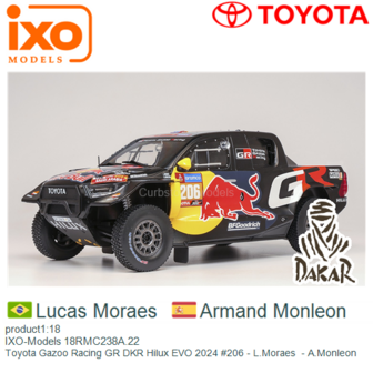 product1:18 | IXO-Models 18RMC238A.22 | Toyota Gazoo Racing GR DKR Hilux EVO 2024 #206 - L.Moraes  - A.Monleon 