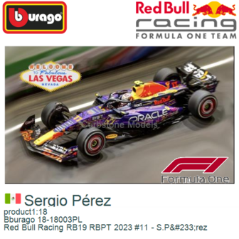 product1:18 | Bburago 18-18003PL | Red Bull Racing RB19 RBPT 2023 #11 - S.P&amp;#233;rez