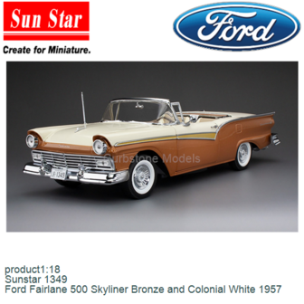product1:18 | Sunstar 1349 | Ford Fairlane 500 Skyliner Bronze and Colonial White 1957