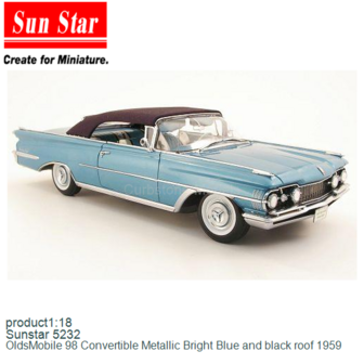 product1:18 | Sunstar 5232 | OldsMobile 98 Convertible Metallic Bright Blue and black roof 1959