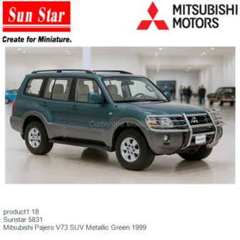 product1:18 | Sunstar 5831 | Mitsubishi Pajero V73 SUV Metallic Green 1999