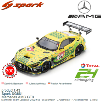 product1:43 | Spark SG861 | Mercedes AMG GT3 | Mannfilter Team Landgraf 2022 #55 - D.Baumann - J.Apotheloz - P.Assenheimer - L.