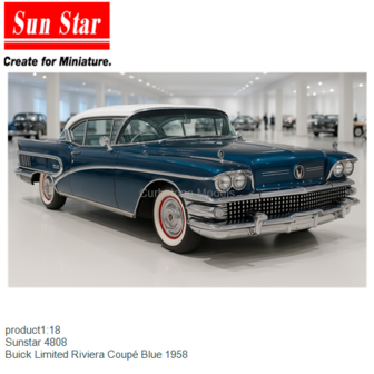 product1:18 | Sunstar 4808 | Buick Limited Riviera Coup&eacute; Blue 1958