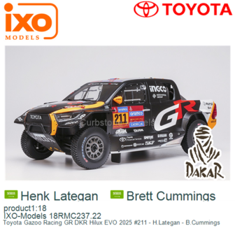 product1:18 | IXO-Models 18RMC237.22 | Toyota Gazoo Racing GR DKR Hilux EVO 2025 #211 - H.Lategan - B.Cummings
