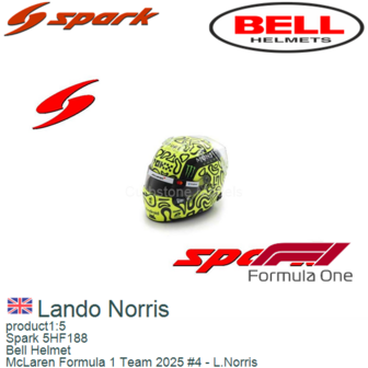 product1:5 | Spark 5HF188 | Bell Helmet | McLaren Formula 1 Team 2025 #4 - L.Norris