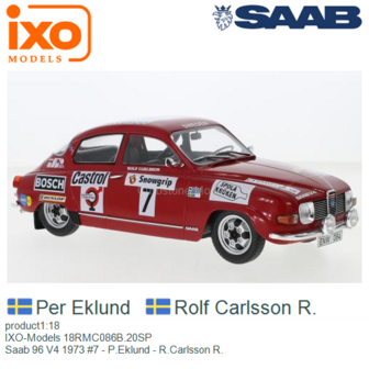product1:18 | IXO-Models 18RMC086B.20SP | Saab 96 V4 1973 #7 - P.Eklund - R.Carlsson R.