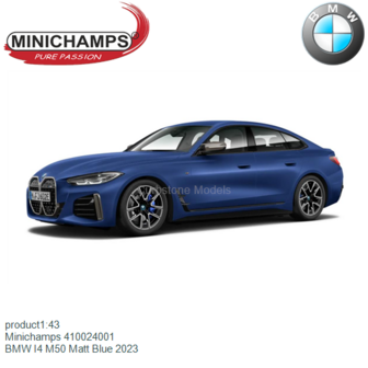 product1:43 | Minichamps 410024001 | BMW I4 M50 Matt Blue 2023