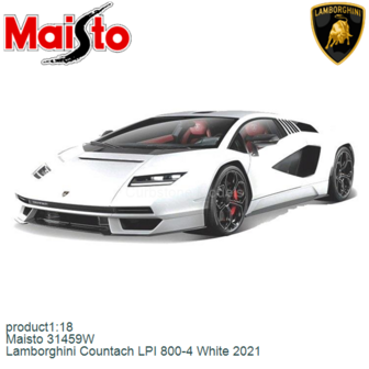 product1:18 | Maisto 31459W | Lamborghini Countach LPI 800-4 White 2021