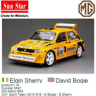 product1:18 | Sunstar 5547 | MG Metro 6R4 | CA1 Sport Team 2010 #18 - D.Bogie - E.Sherry 