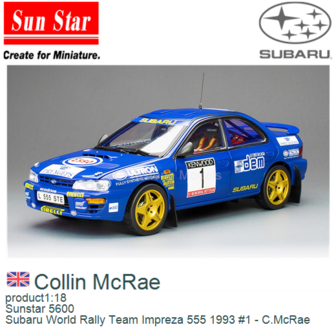 product1:18 | Sunstar 5600 | Subaru World Rally Team Impreza 555 1993 #1 - C.McRae