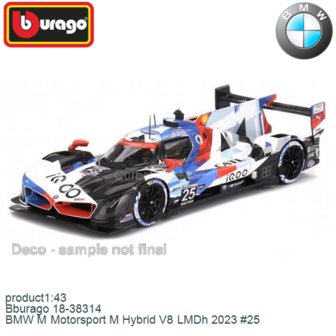 product1:43 | Bburago 18-38314 | BMW M Motorsport M Hybrid V8 LMDh 2023 #25