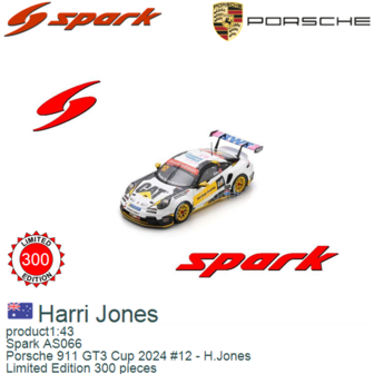 product1:43 | Spark AS066 | Porsche 911 GT3 Cup 2024 #12 - H.Jones