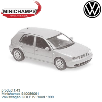 product1:43 | Minichamps 940056061 | Volkswagen GOLF IV Rood 1999