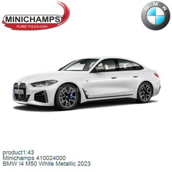 product1:43 | Minichamps 410024000 | BMW I4 M50 White Metallic 2023