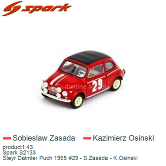 product1:43 | Spark S2133 | Steyr Daimler Puch 1965 #29 - S.Zasada - K.Osinski