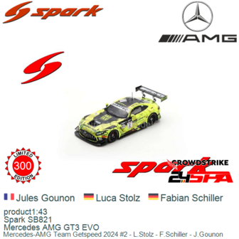 product1:43 | Spark SB821 | Mercedes AMG GT3 EVO | Mercedes-AMG Team Getspeed 2024 #2 - L.Stolz - F.Schiller - J.Gounon