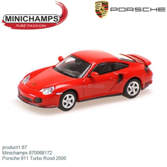 product1:87 | Minichamps 870068172 | Porsche 911 Turbo Rood 2000