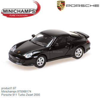 product1:87 | Minichamps 870068174 | Porsche 911 Turbo Zwart 2000