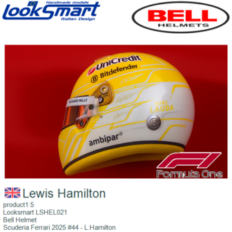 product1:5 | Looksmart LSHEL021 | Bell Helmet | Scuderia Ferrari 2025 #44 - L.Hamilton