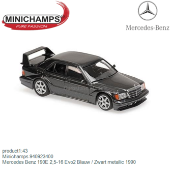 product1:43 | Minichamps 940923400 | Mercedes Benz 190E 2,5-16 Evo2 Blauw / Zwart metallic 1990