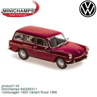 product1:43 | Minichamps 940055311 | Volkswagen 1600 Variant Rood 1966