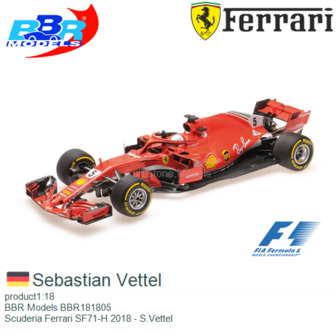 product1:18 | BBR Models BBR181805 | Scuderia Ferrari SF71-H 2018 - S.Vettel