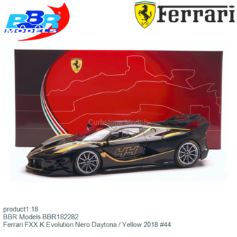 product1:18 | BBR Models BBR182282 | Ferrari FXX K Evolution Nero Daytona / Yellow 2018 #44