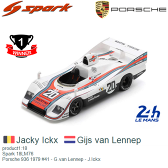 product1:18 | Spark 18LM76 | Porsche 936 1979 #41 - G.van Lennep - J.Ickx