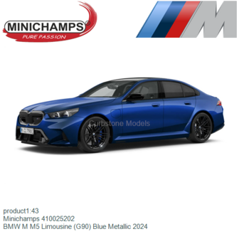 product1:43 | Minichamps 410025202 | BMW M M5 Limousine (G90) Blue Metallic 2024