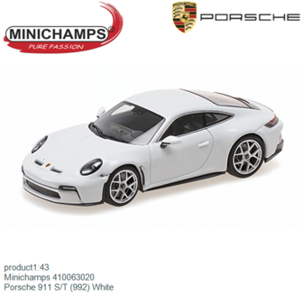 product1:43 | Minichamps 410063020 | Porsche 911 S/T (992) White