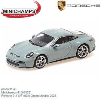 product1:43 | Minichamps 410063021 | Porsche 911 S/T (992) Green Metallic 2023