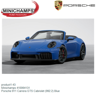 product1:43 | Minichamps 410064131 | Porsche 911 Carrera GTS Cabriolet (992.2) Blue