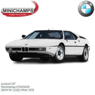 product1:87 | Minichamps 870025020 | BMW M1 (E26) White 1978