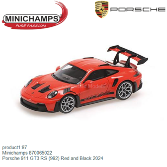 product1:87 | Minichamps 870065022 | Porsche 911 GT3 RS (992) Red and Black 2024