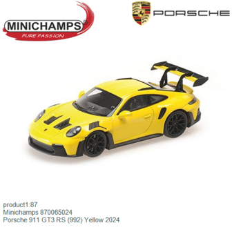 product1:87 | Minichamps 870065024 | Porsche 911 GT3 RS (992) Yellow 2024