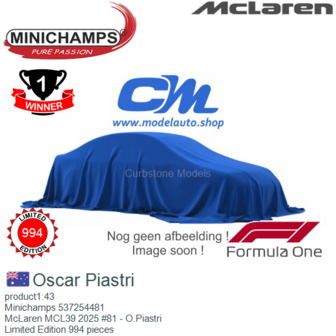 product1:43 | Minichamps 537254481 | McLaren MCL39 2025 #81 - O.Piastri
