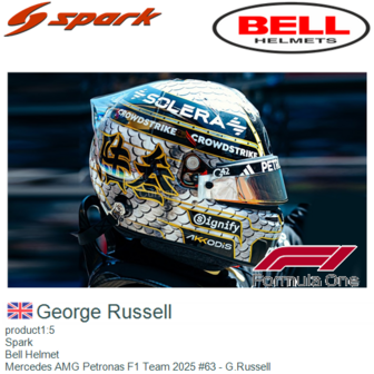 product1:5 | Spark  | Bell Helmet | Mercedes AMG Petronas F1 Team 2025 #63 - G.Russell