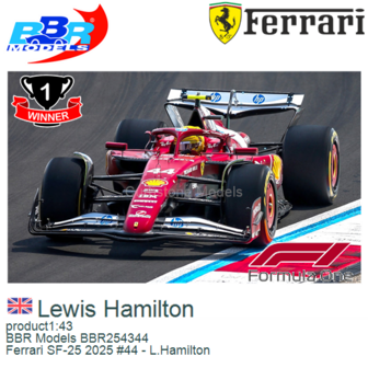 product1:43 | BBR Models BBR254344 | Ferrari SF-25 2025 #44 - L.Hamilton